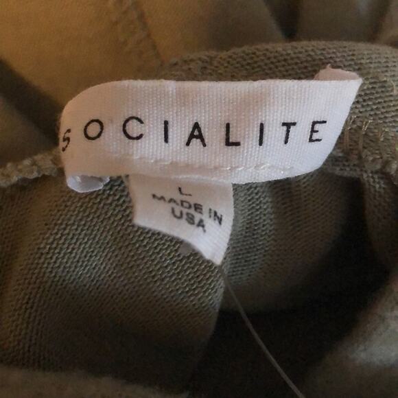 NWT Socialite olive green lightweight fleece hoodie size Large - Picture 6 of 9